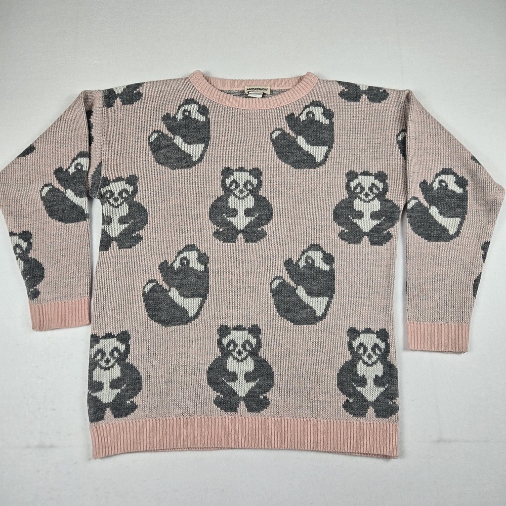 Knitmakers‎ Panda Sweater Womens Small Pink Excellent Vintage (T7)